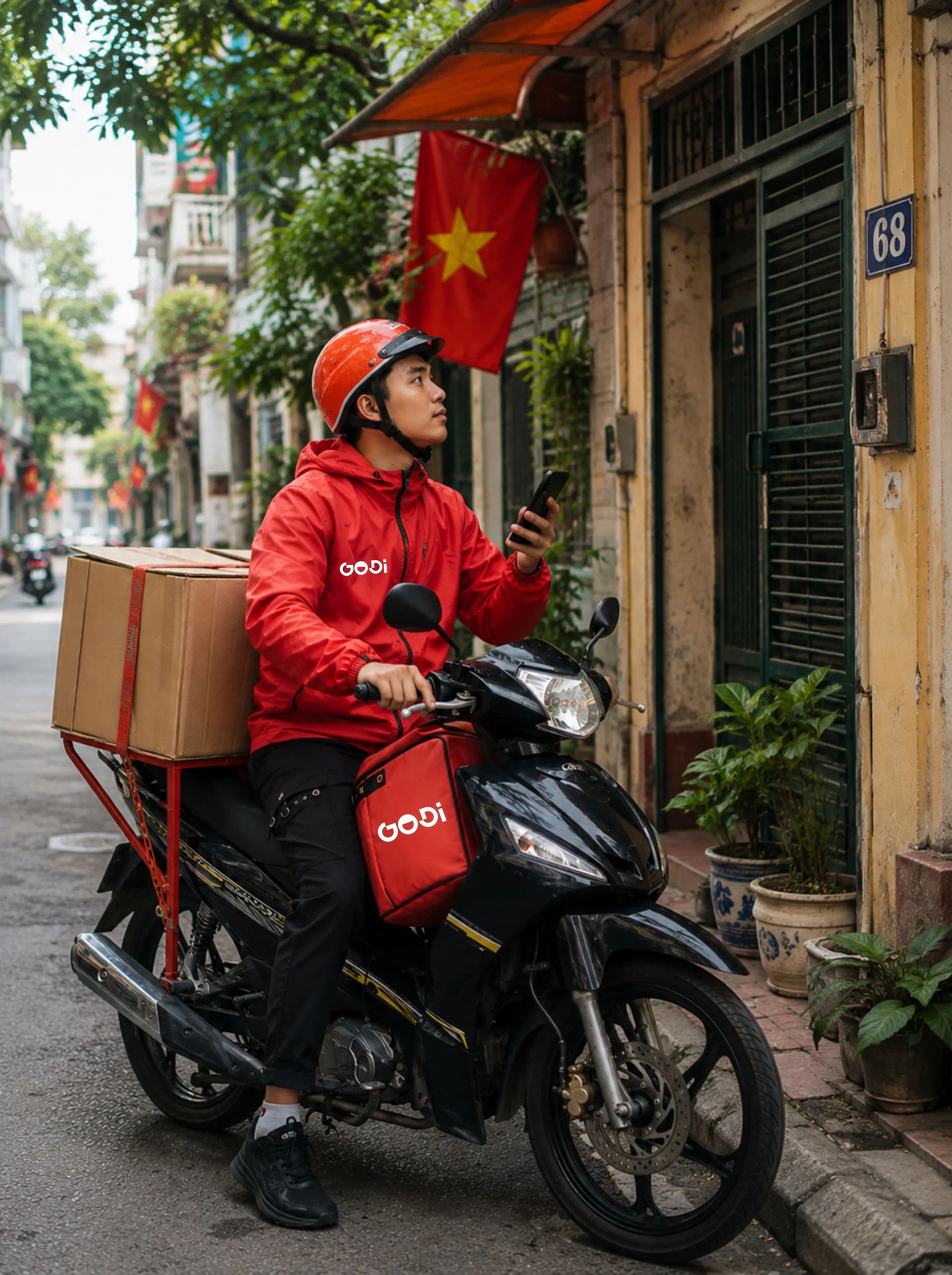 Tài xế GODI bàn giao kiện hàng